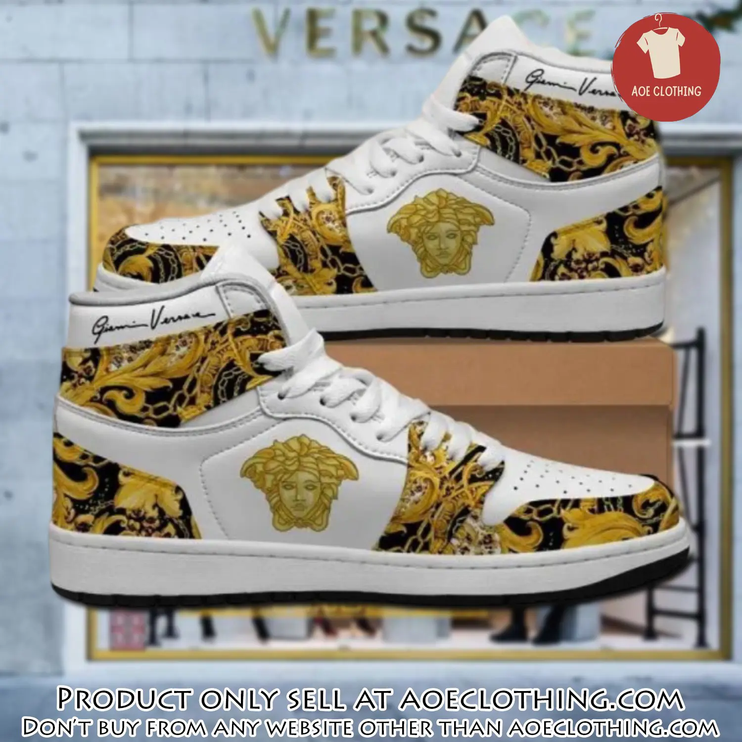 Gianni versace black white high air jordan sneakers shoes hot  gifts unisex aoe0426848